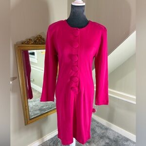 80s/90s Vintage Fuschia Pink Big Button Fads Sheath Dress